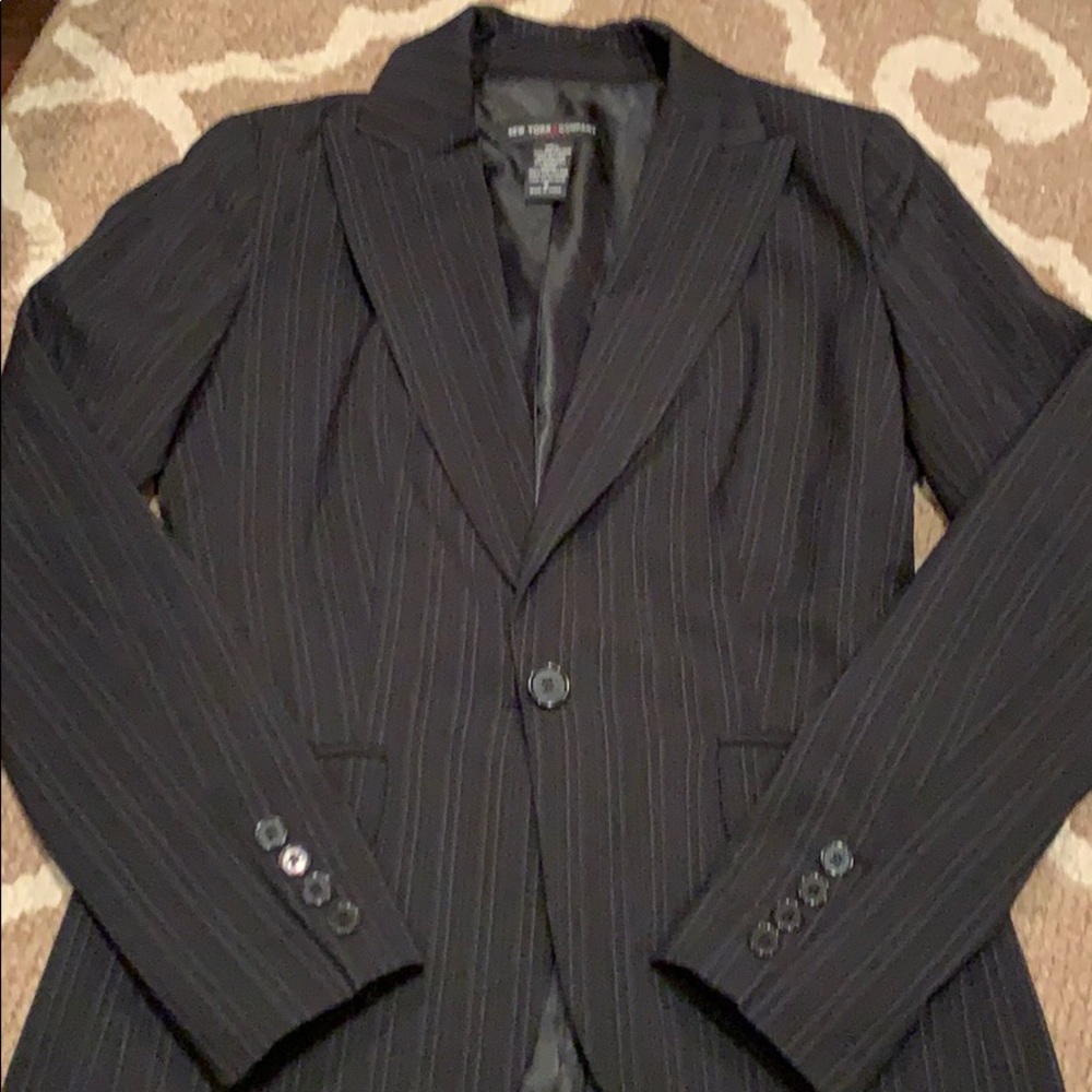 Women’s Black Pin Strip Suit. 2 piece. Size 2